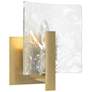 Arc Small 1-Light Sconce - Modern Brass - White Swirl Glass