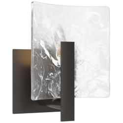Arc Small 1-Light Sconce - Oil Rubbed Bronze - White Swirl Glass
