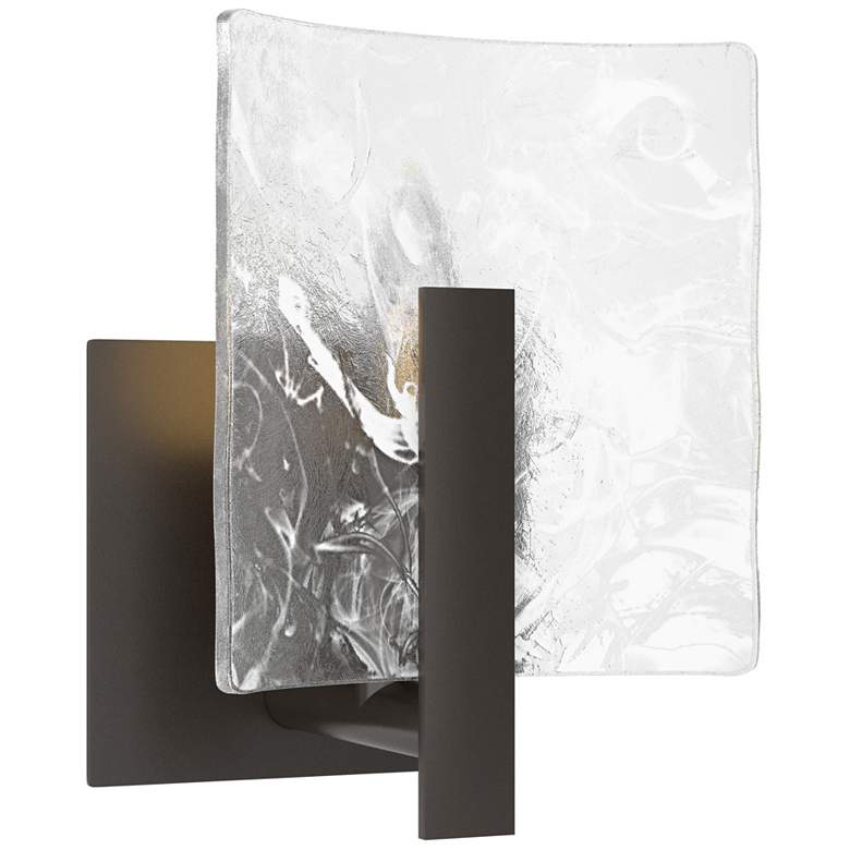 Image 1 Arc Small 1-Light Sconce - Oil Rubbed Bronze - White Swirl Glass