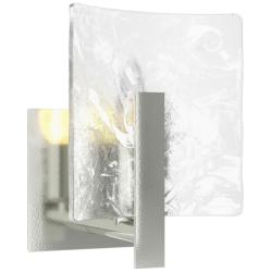 Arc Small 1-Light Sconce - Sterling - White Swirl Glass