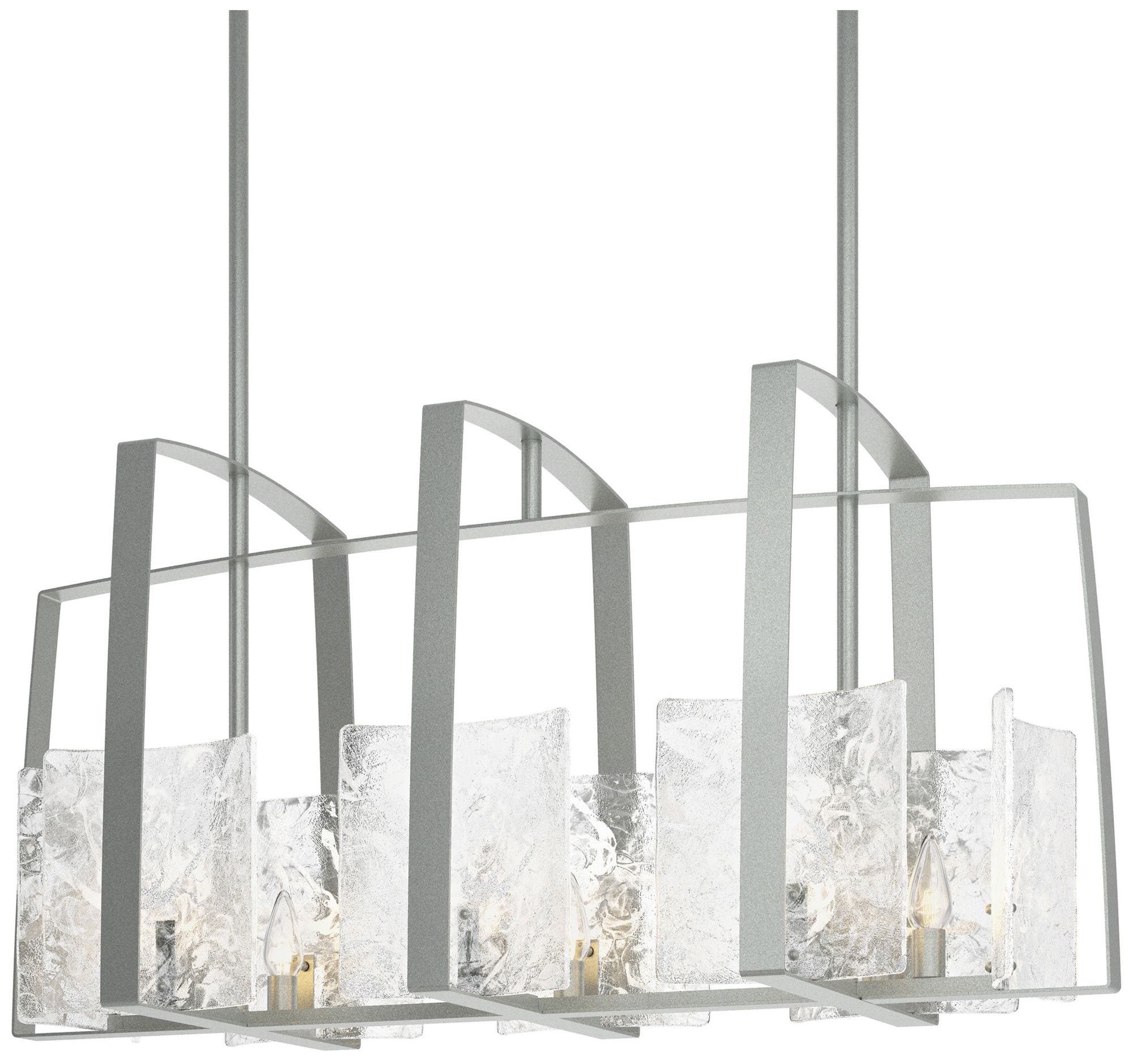 Arc Vintage Platinum Linear Pendant With White Swirl Glass - Made to Order