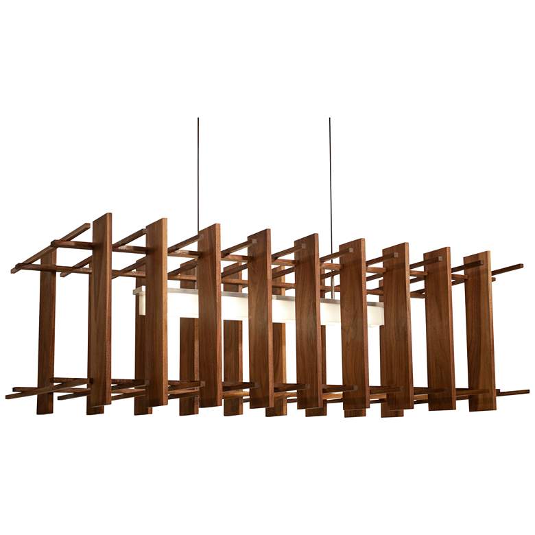 Image 2 Arca 49" Wide Oiled Walnut LED Modern Linear Kitchen Island Pendant
