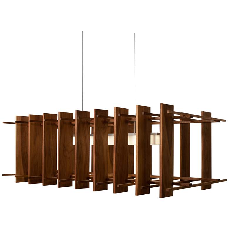 Image 3 Arca 49" Wide Oiled Walnut LED Modern Linear Kitchen Island Pendant more views