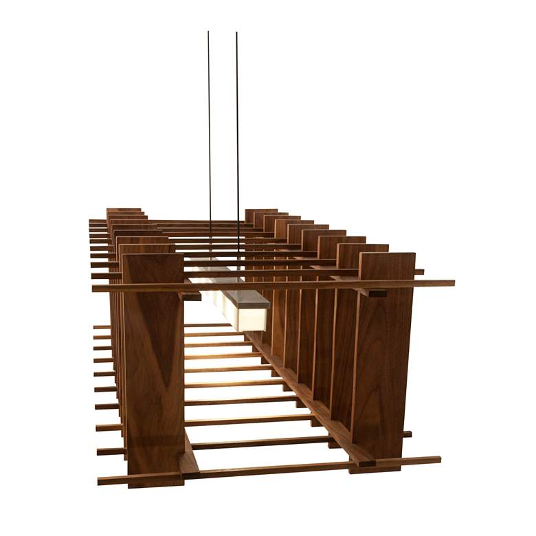Image 5 Arca 49" Wide Oiled Walnut LED Modern Linear Kitchen Island Pendant more views