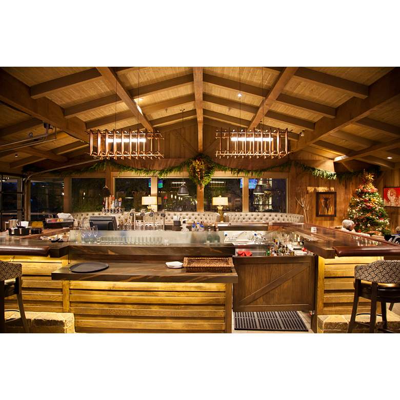 Image 6 Arca 49" Wide Oiled Walnut LED Modern Linear Kitchen Island Pendant more views