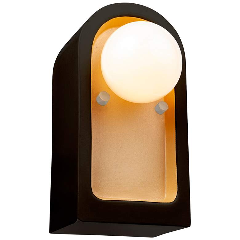 Image 1 Arcade 9" High Carbon Matte Black and Gold Wall Sconce