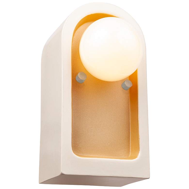 Image 1 Arcade 9" High Matte White and Champagne Gold Wall Sconce