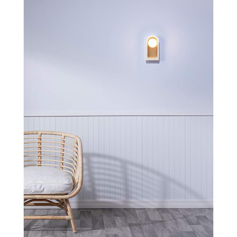 Image 5 Arcade 9" High Matte White and Champagne Gold Wall Sconce more views