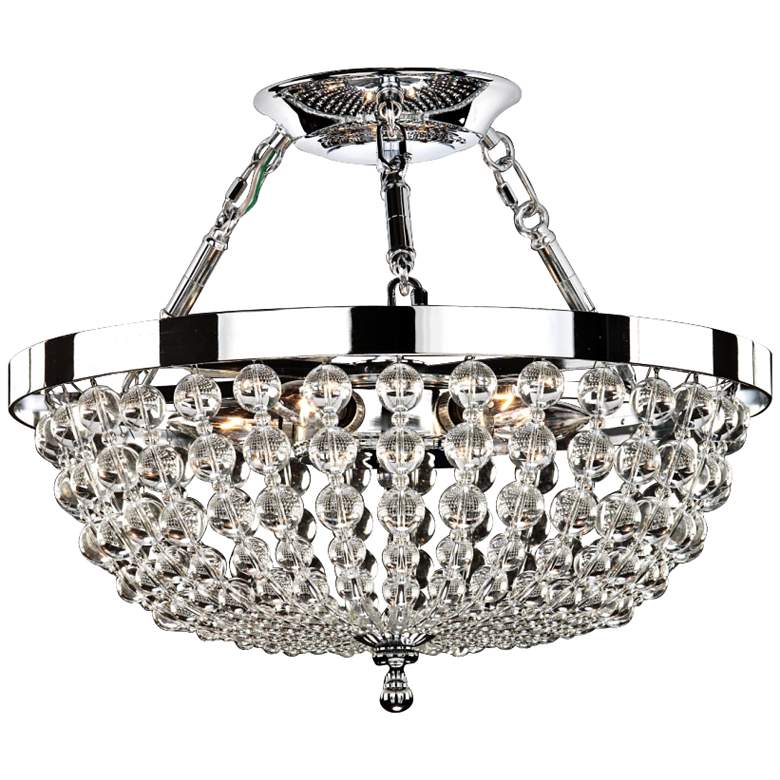 Image 1 Arcadia 16 1/2 inchW 5-Light Chrome and Crystal Ceiling Light