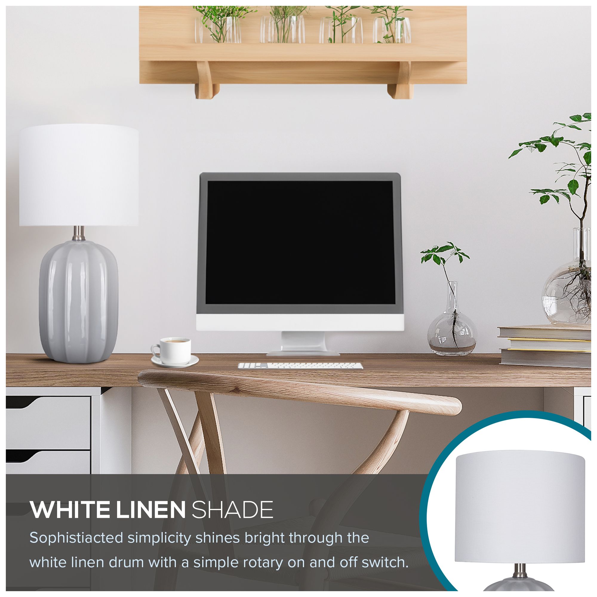 Arcadia 19.5" High Gray Ceramic Table Lamp