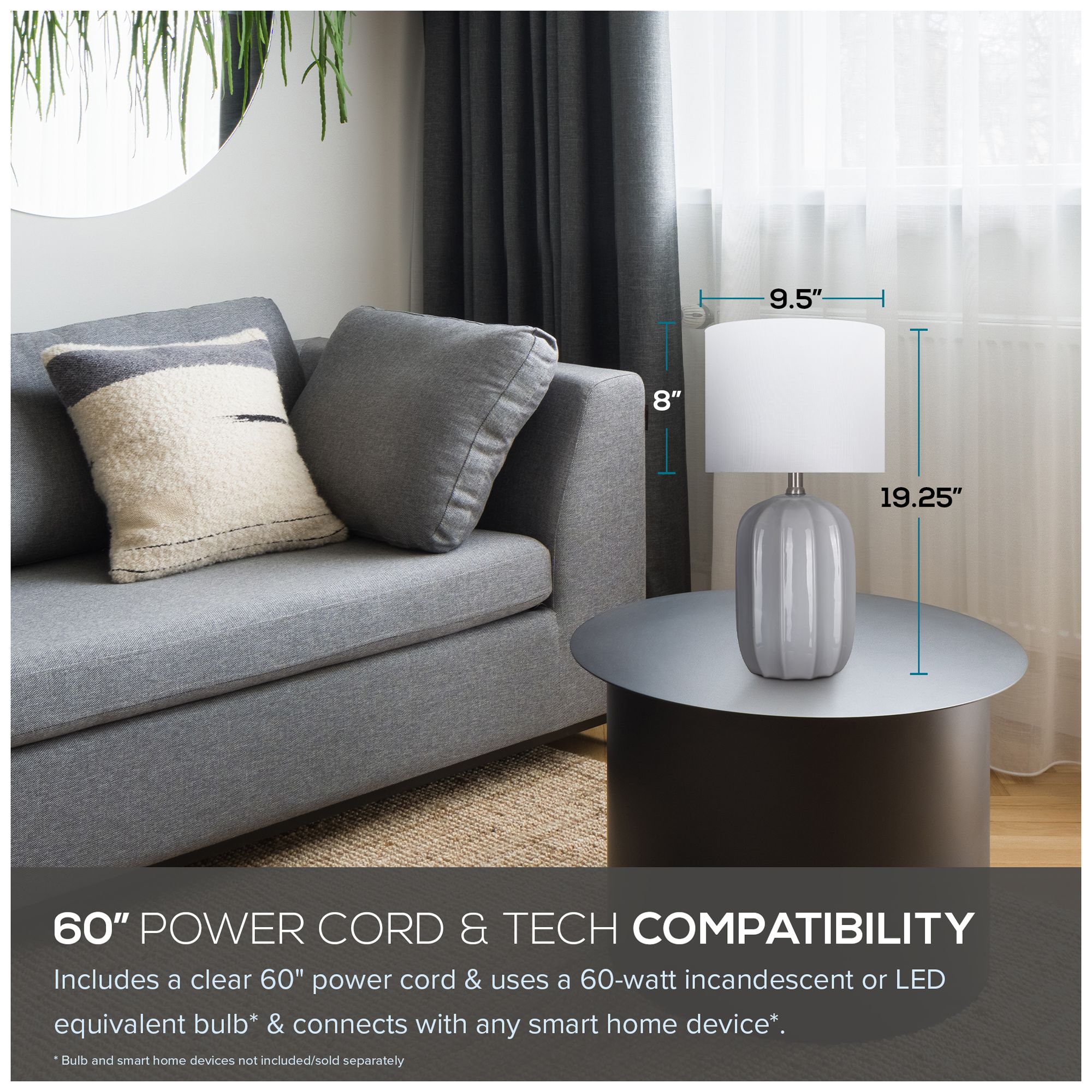 Arcadia 19.5" High Gray Ceramic Table Lamp