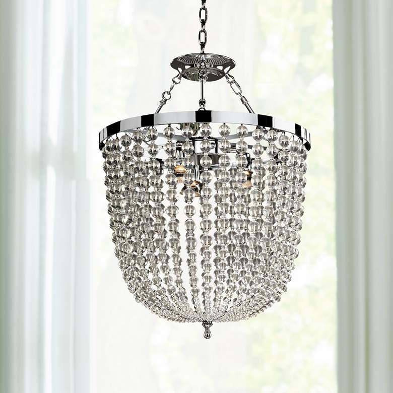 Image 1 Arcadia 19 inch Wide Chrome and Crystal Dual-Mount Chandelier