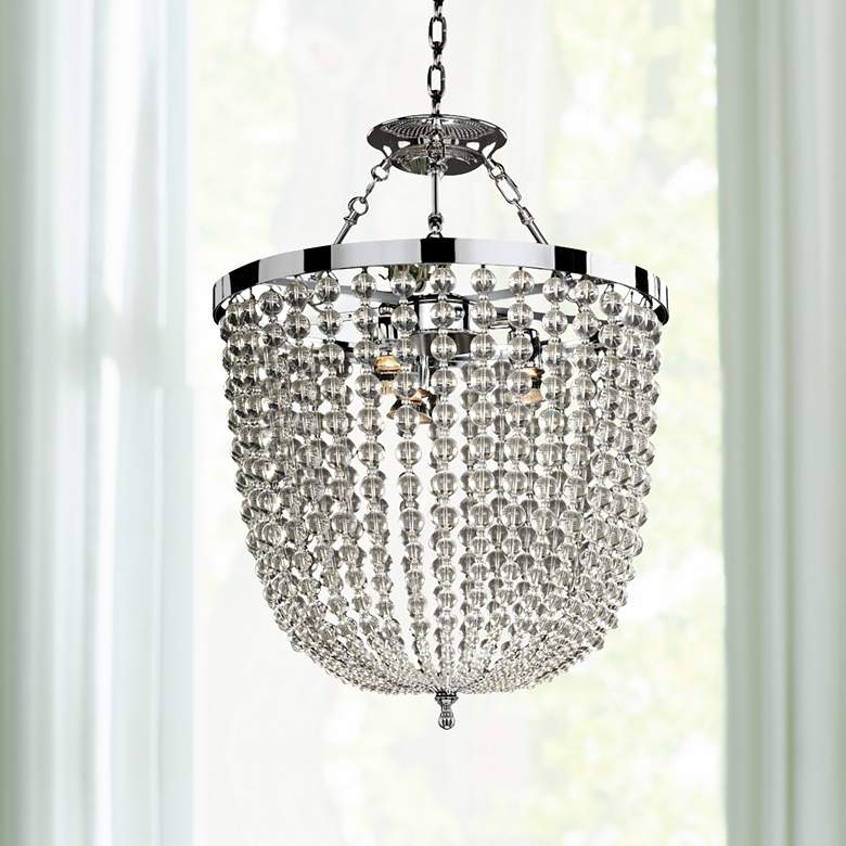 Image 1 Arcadia 19" Wide Chrome and Crystal Dual-Mount Chandelier