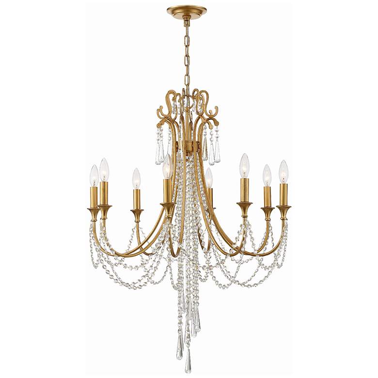 Image 3 Arcadia 26" Wide Antique Gold Crystals 8-Light Chandelier