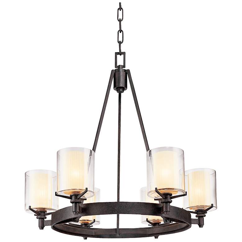 Image 2 Arcadia 27" Wide French Iron Pendant Chadelier