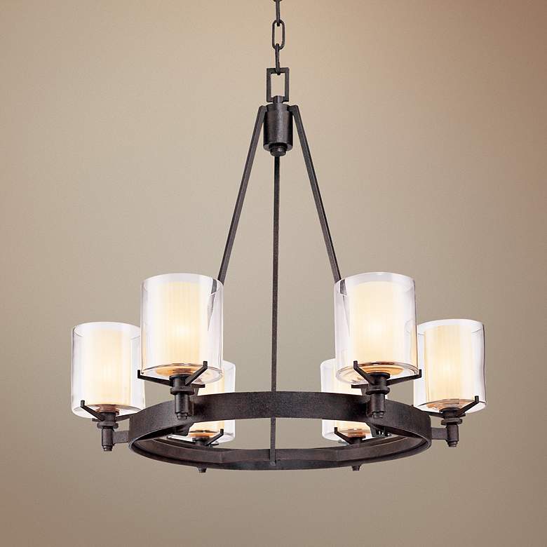 Image 1 Arcadia 27" Wide French Iron Pendant Chadelier