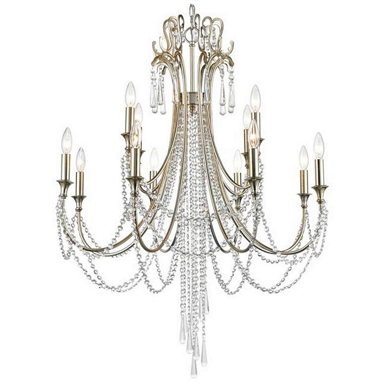 Image 1 Arcadia 32 1/2 inch Wide 12-Light Antique Silver Chandelier