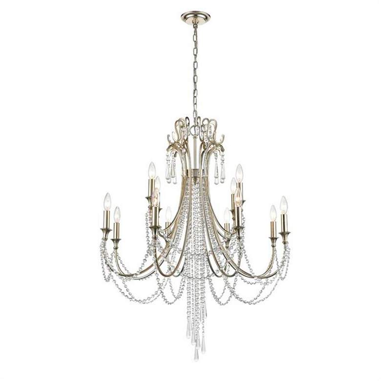 Image 2 Arcadia 32 1/2 inch Wide 12-Light Antique Silver Chandelier more views