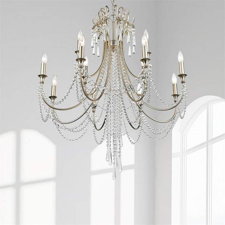 Image 6 Arcadia 32 1/2" Wide 12-Light Antique Silver Chandelier more views