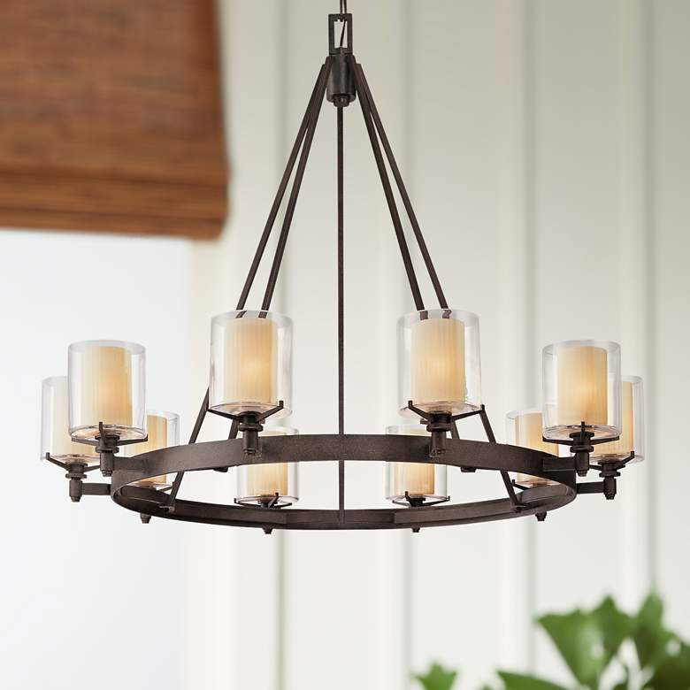 Image 1 Arcadia 39 3/4 inch Wide French Iron 10-Light Chandelier