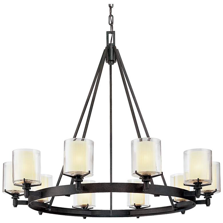 Image 1 Arcadia 39 3/4 inch Wide Textured Black 10-Light Chandelier