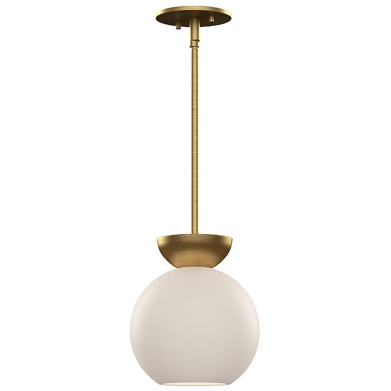 Image 1 Arcadia 8" Wide Brushed Gold and Opal Glass Mini Pendant