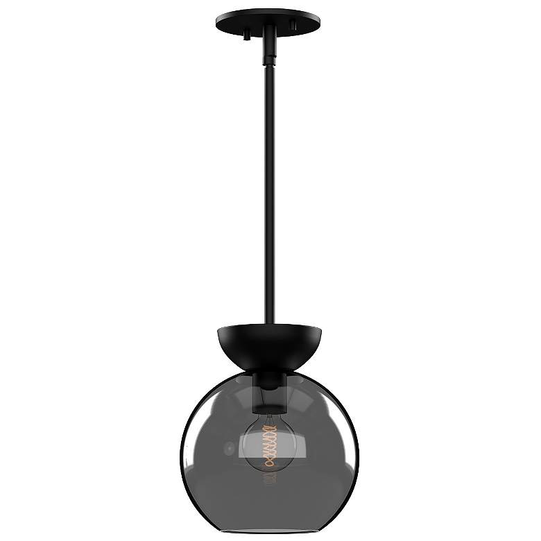 Image 2 Arcadia 8" Wide Powder-Coated Black Globe Mini Pendant
