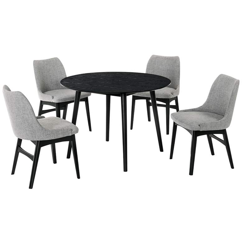Image 1 Arcadia and Azalea 5 Piece 42 In. Round Dining Set in Grey and Black Wood