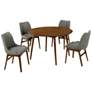 Arcadia and Azalea 5 Piece 48 In. Round Dining Set in Charcoal, Walnut Wood