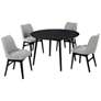 Arcadia and Azalea 5 Piece 48 In. Round Dining Set in Grey and Black Wood