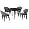 Arcadia and Juno 5 Piece 42 In. Round Dining Set in Charcoal, Black Wood