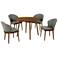 Arcadia and Juno 5 Piece 42 In. Round Dining Set in Charcoal, Walnut Wood
