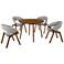 Arcadia and Talulah 5 Piece 42 In. Round Dining Set in Grey and Walnut Wood