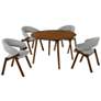 Arcadia and Talulah 5 Piece 48 In. Round Dining Set in Grey and Walnut Wood