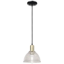 Arcadia Arietta 8"W Black Brass Cord Hung Mini Pendant w/ Clear Shade