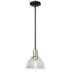 Arcadia Arietta 8"W Black Brass Stem Hung Mini Pendant w/ Clear Shade