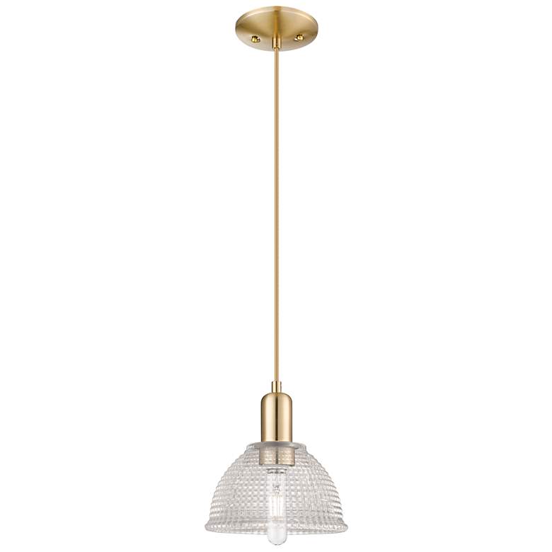 Image 1 Arcadia Arietta 8"W Champagne Bronze Cord Mini Pendant w/ Clear Shade