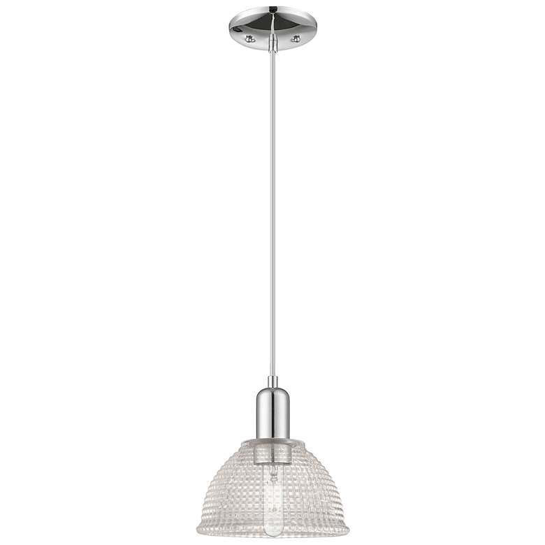 Image 1 Arcadia Arietta 8"W Chrome Cord Hung Mini Pendant w/ Clear Shade