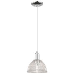 Arcadia Arietta 8"W Chrome Cord Hung Mini Pendant w/ Clear Shade