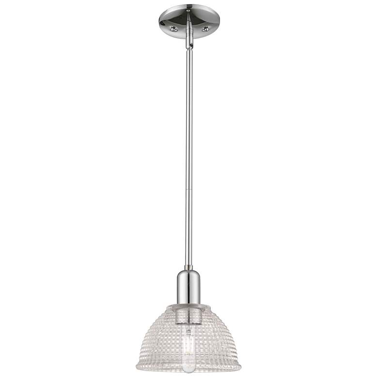 Image 1 Arcadia Arietta 8"W Chrome Stem Hung Mini Pendant w/ Clear Shade