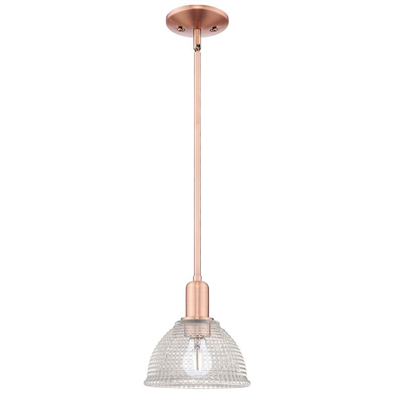 Image 1 Arcadia Arietta 8"W Copper Stem Hung Mini Pendant With Clear Shade