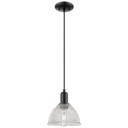 Arcadia Arietta 8"W Matte Black Cord Hung Mini Pendant w/ Clear Shade