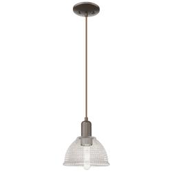 Arcadia Arietta 8"W Oiled Bronze Cord Hung Mini Pendant w/ Clear Shade