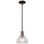 Arcadia Arietta 8"W Oiled Bronze Stem Hung Mini Pendant w/ Clear Shade