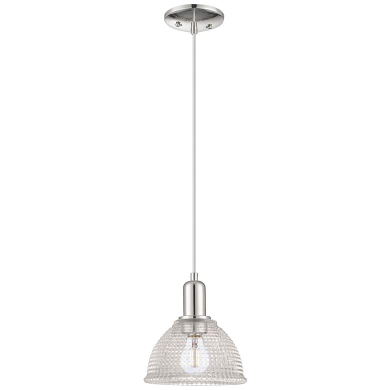 Image 1 Arcadia Arietta 8"W Polished Nickel Cord Mini Pendant w/ Clear Shade