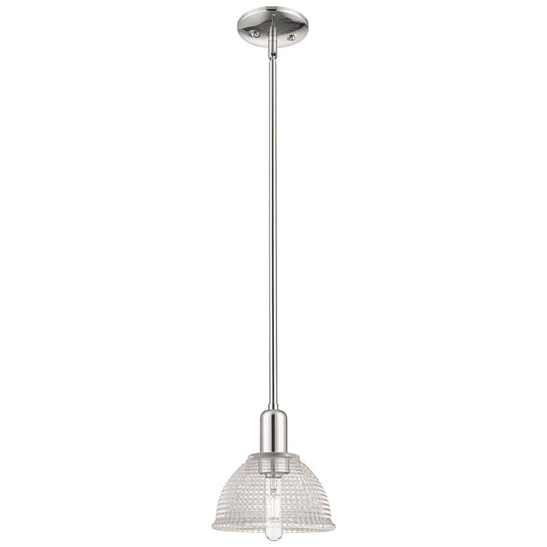 Image 1 Arcadia Arietta 8"W Polished Nickel Stem Mini Pendant w/ Clear Shade