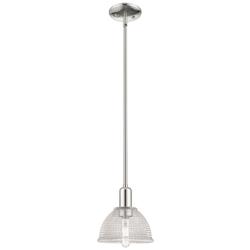 Arcadia Arietta 8"W Polished Nickel Stem Mini Pendant w/ Clear Shade