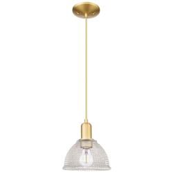 Arcadia Arietta 8"W Satin Gold Cord Hung Mini Pendant With Clear Shade