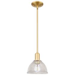 Arcadia Arietta 8"W Satin Gold Stem Hung Mini Pendant With Clear Shade
