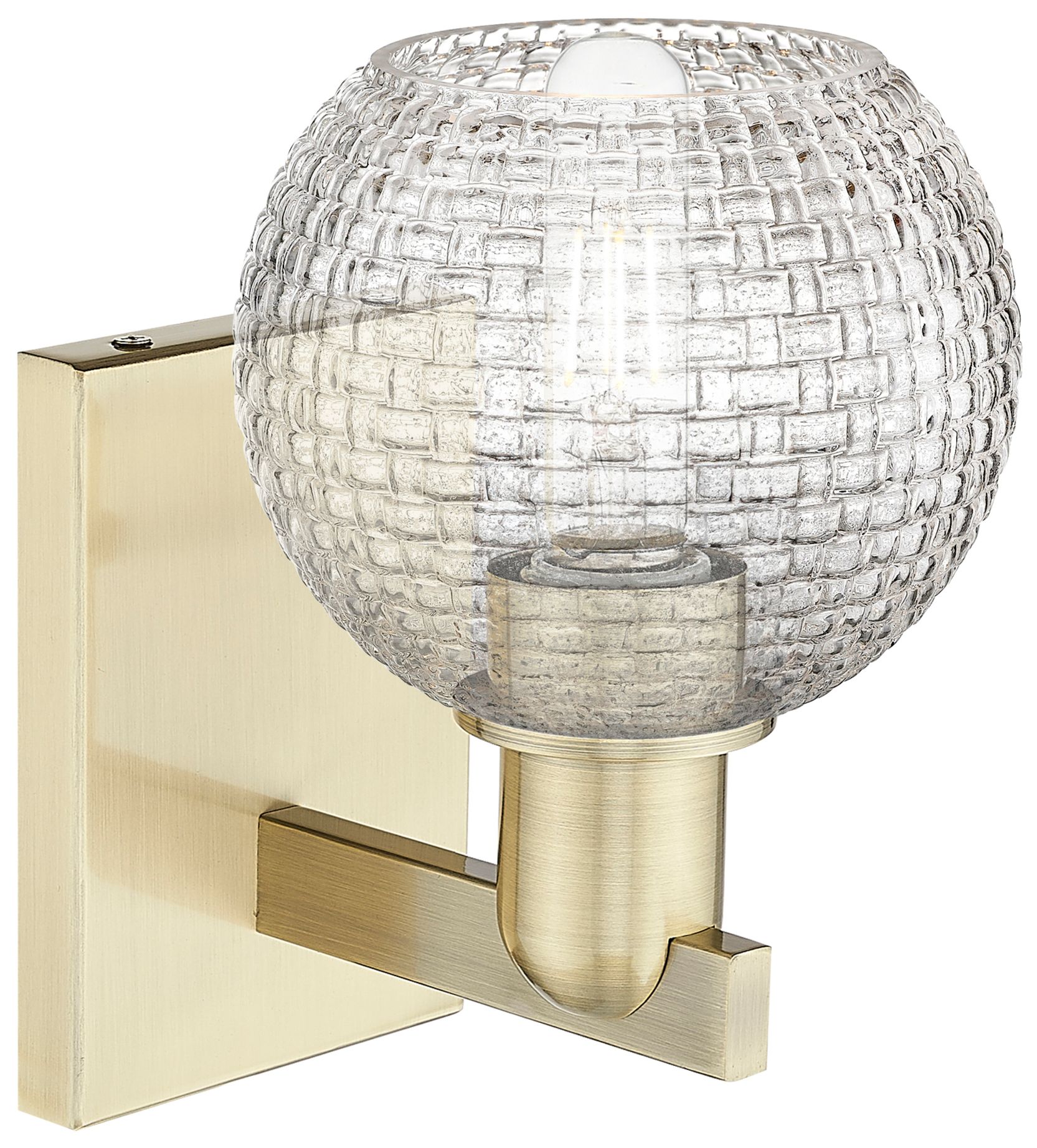 Image 2 Arcadia Athens 10"H Antique Brass Sconce With Clear Basket Weave Shade more views